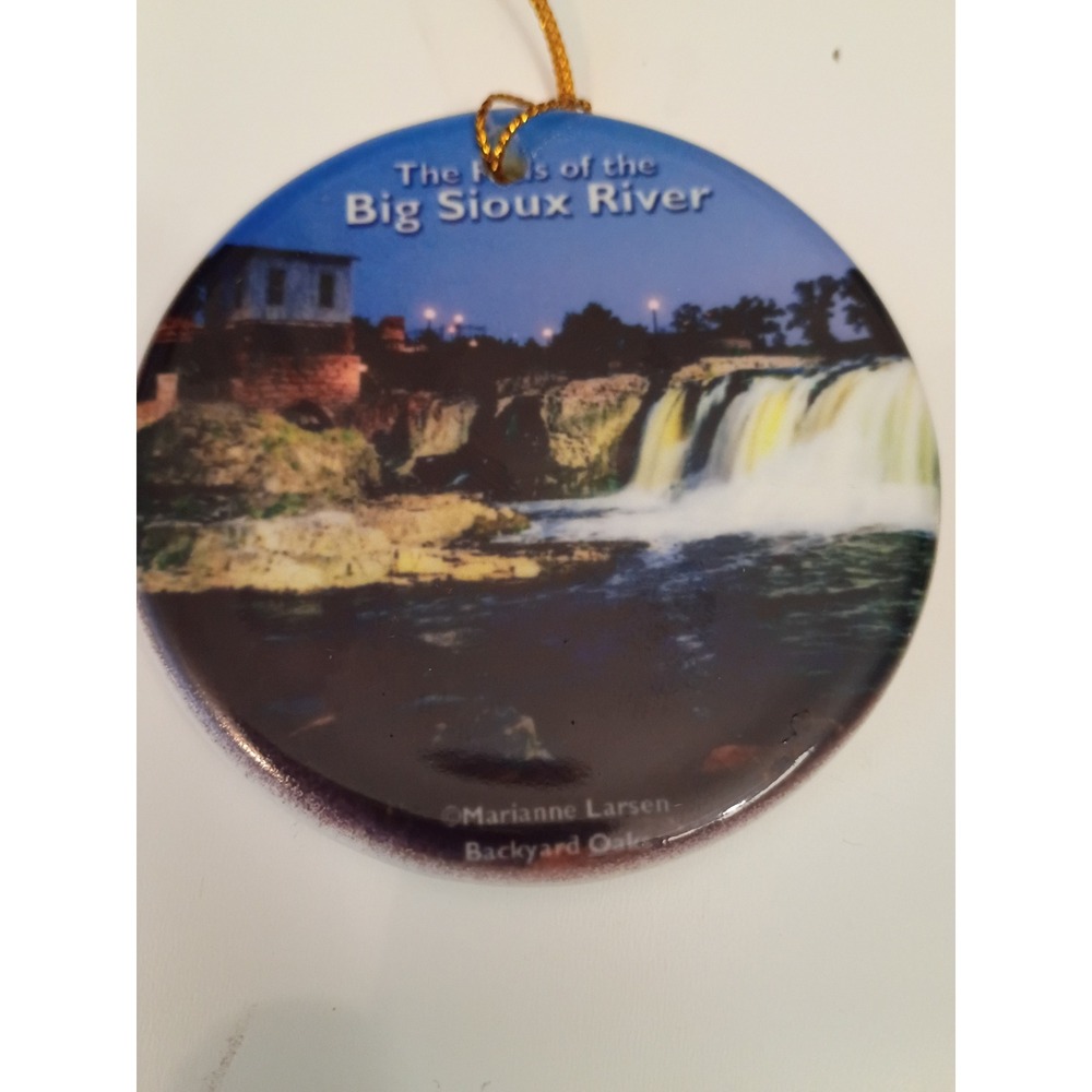 Marianne Larsen Backyard Oaks Falls of the Big Sioux River Ceramic Ornament